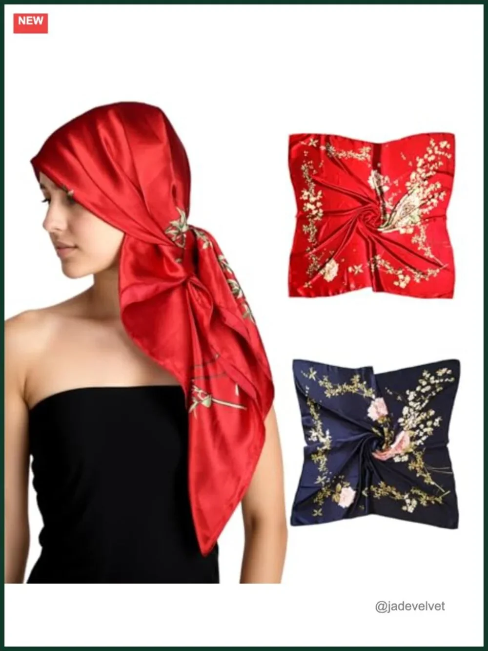 Silk Feel Satin Head Scarf for Women, Large Square Hair Wrap, Bandana Neck Scarf